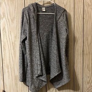 Old Navy Gray Heathered Cardigan with Asymmetrical Hem